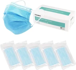 ANNEW 50 Stück Mundschutzmasken OP Masken 3-lagig Mundschutz Gesichtsmaske Einwegmaske Mund Und Nasenschutz,Gesundheits- Und Schönheitspflege, Unisex Anti Pollution Fabric-Spot Goo