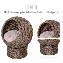 PawHut Rattan Katzenkorb Katzenhöhle Katzenhütte Katzenbett Mit Kissen Haustierbett Wasserhyazinthe Dunkelbraun 42 X 33 X 52 Cm -Garten- & Gewächshäuser Geschäft 3cdd80d9c8f13ea42019d6229a116101