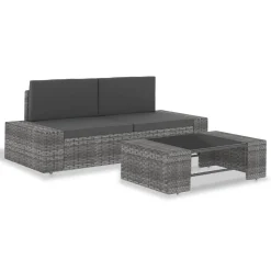 VidaXL 3-tlg. Garten-Lounge-Set Poly Rattan Grau
