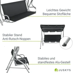 Juskys Hollywoodschaukel 3-Sitzer Mit Dach & Sitzauflage – Gartenschaukel 200 Kg Belastbar – Schaukelbank Für Garten & Terrasse - Grau -Garten- & Gewächshäuser Geschäft 3d3c524ee3eb902a31e077d30f7968fe