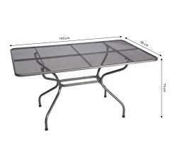 MWH DAS ORIGINAL Royal Garden Gartentisch Streckmetall, 145 X 90 X 74 Cm, Metall, Grau