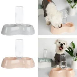 Qiangzhipow Fütterung Hundenäpfe Katzennapf Futterspender Wasserspender Futternapf Haustiere Hund Katze Futterstation Futterautomat Für Trockenfutter (Grau)