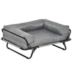 PawHut Hundesofa 2 In 1 Haustiersofa Und Hundeliege Katzensofa Erhöhtes Hundebett Schlafplatz Für Katzen Hunde Abnehmbar Oxfordstoff Grau 80 X 59 X 36 Cm