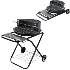 4U-Onlinehandel Grillwagen Ø52x85,5cm Klappgrill Rundgrill Holzkohlegrill Standgrill Kohlegrill Gartengrill BBQ
