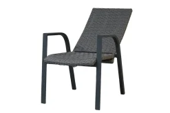 Ploß Gorgona Stapelsessel, Grau, Alu/Polyrattan, 58x72x111 Cm, Verstellbare Rückenlehne, Stapelbar