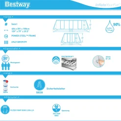 Bestway Power Steel™ Frame Pool-Set, Eckig, Mit Filterpumpe & Sicherheitsleiter 404 X 201 X 100 Cm 30 Bestway Power Steel™ Frame Pool-Set, Eckig, Mit Filterpumpe & Sicherheitsleiter 404 X 201 X 100 Cm -Garten- & Gewächshäuser Geschäft 3dd599f57df672b0c9c7e62a31d6f28b