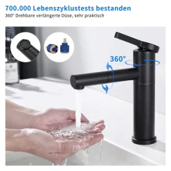 Aihom Wasserhahn Bad Schwarz, 360° Drehbar Waschtischarmatur, Einhebel Wasserhahn Bad Mit 2 Schläuche Einhebelmischer Waschbecken Armaturen Für Bad 15 Aihom Wasserhahn Bad Schwarz, 360° Drehbar Waschtischarmatur, Einhebel Wasserhahn Bad Mit 2 Schläuche Einhebelmischer Waschbecken Armaturen Für Bad -Garten- & Gewächshäuser Geschäft 3e3e08700839c19ffd217140b3785698