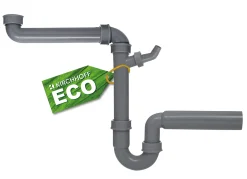 W. Kirchhoff GmbH KIRCHHOFF ECO SAVE Raumspar Siphon Küchenspüle, Abfluss Für Spüle Küche Aus Recyceltem Kunststoff, Ablaufgarnitur Mit Maschinenanschluss