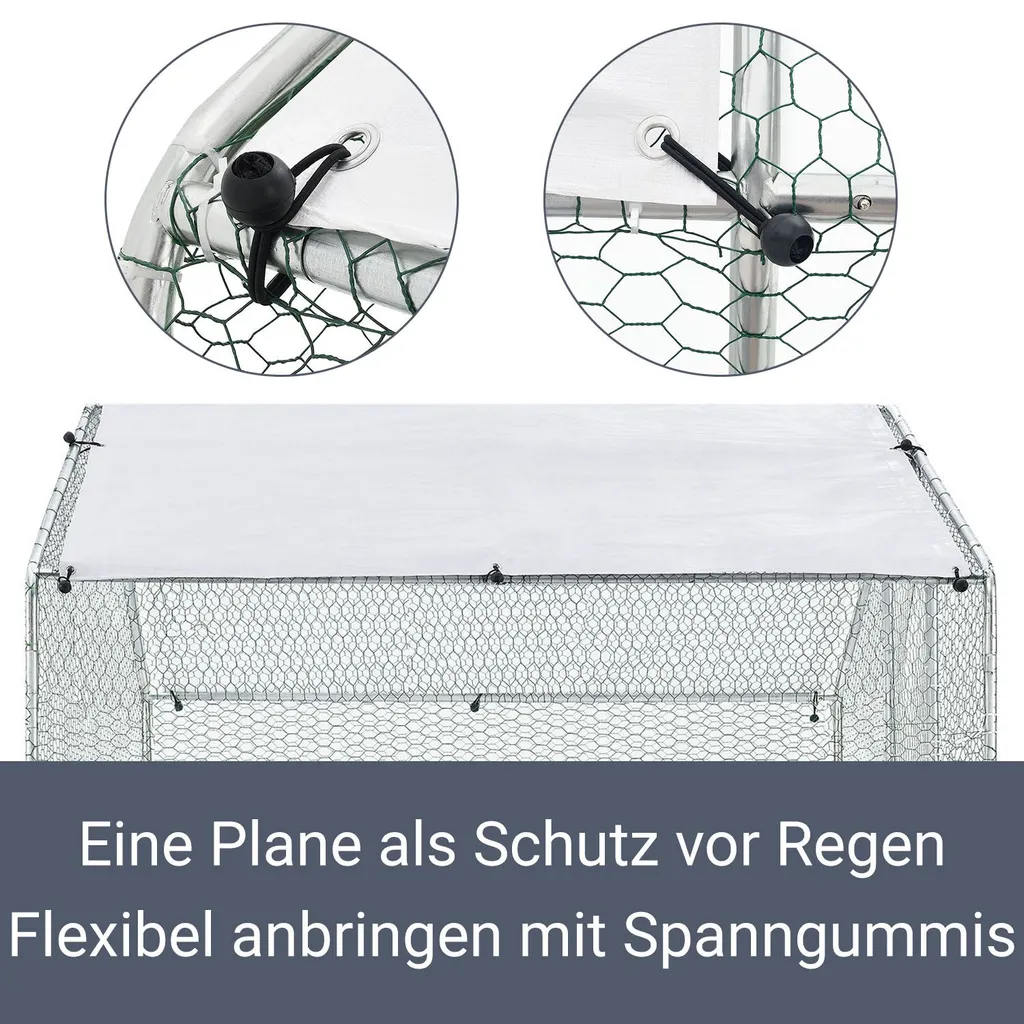 Juskys Freilaufgehege 2x2x2m – Hühnerstall Aus Metall Begehbar Mit 4 M² Lauffläche, Tür & Riegel – Freigehege Für Hühner, Kleintiere & Pflanzen 7 Juskys Freilaufgehege 2x2x2m – Hühnerstall Aus Metall Begehbar Mit 4 M² Lauffläche, Tür & Riegel – Freigehege Für Hühner, Kleintiere & Pflanzen – Bild 7