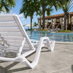 GGM Moebel International 2er-Set HAWAI | Sonnenliege | Kunststoff | +Arm | Weiß | Stapelbar | Strandliege, Bäderliege, Poolliege -Garten- & Gewächshäuser Geschäft 3e6a012bc342f866e53bb51b45b231d8