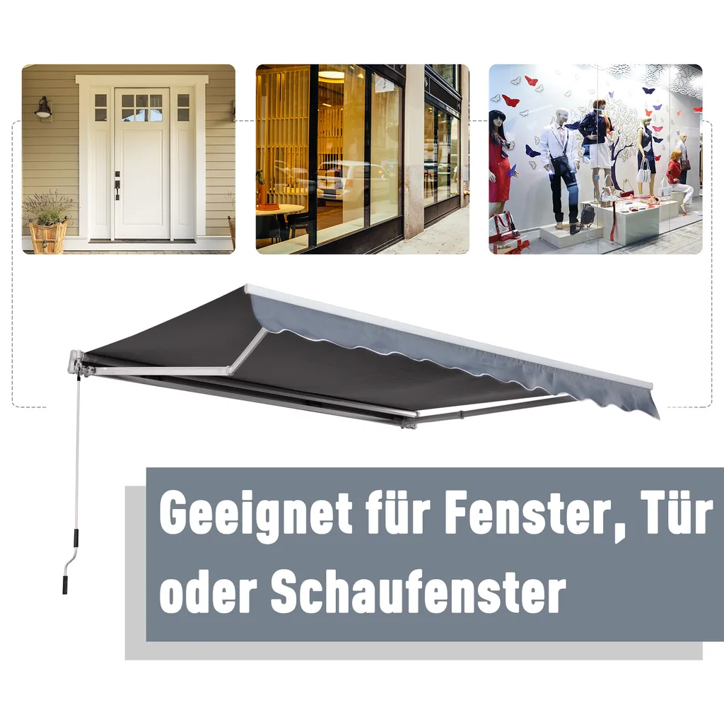 Outsunny Markise Alu-Markise Aluminium-Gelenkarm-Markise Sonnenschutz Balkon 5 Outsunny Markise Alu-Markise Aluminium-Gelenkarm-Markise Sonnenschutz Balkon – Bild 5