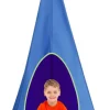 COSTWAY Hängezelt Hängehöhle Hängesessel Kinderhängesitz 115 Tragkraft, Kinder Fly Schaukel 80x80x148cm Blau