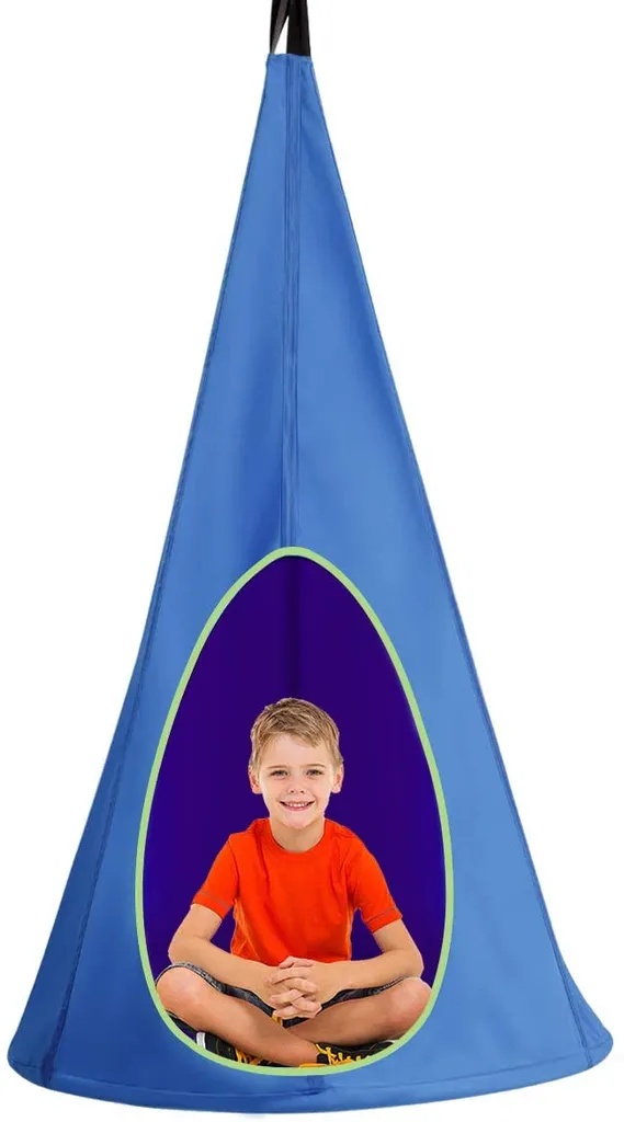 COSTWAY Hängezelt Hängehöhle Hängesessel Kinderhängesitz 115 Tragkraft, Kinder Fly Schaukel 80x80x148cm Blau 1 COSTWAY Hängezelt Hängehöhle Hängesessel Kinderhängesitz 115 Tragkraft, Kinder Fly Schaukel 80x80x148cm Blau