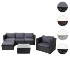 Mendler Poly-Rattan-Garnitur Brescia, Gartengarnitur Sitzgruppe Sofa Lounge-Set Schwarz, Kissen Anthrazit -Garten- & Gewächshäuser Geschäft 3e94dbdc7e9dde0c2449655246eab7bc