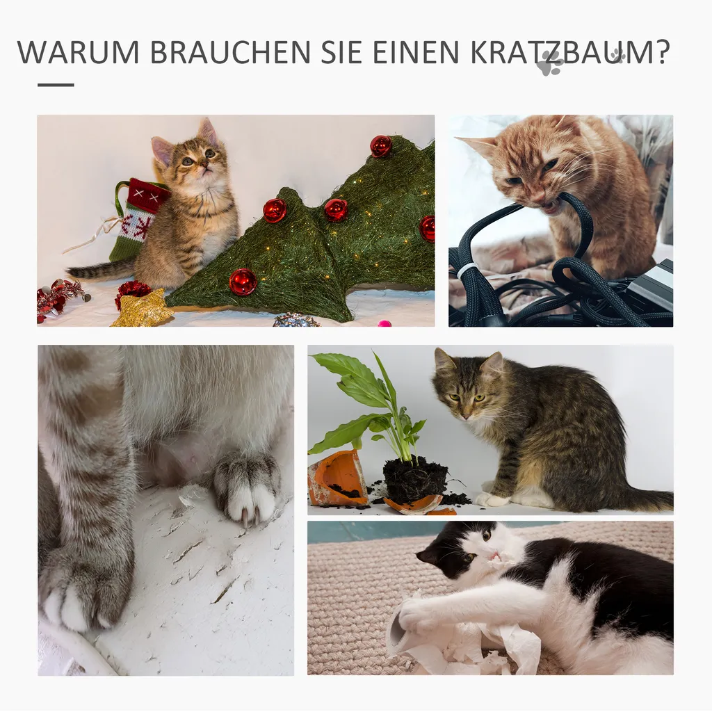 PawHut Rattan Katzenbaum Kratzbaum Kätzchen Möbel Mit Katzenhöhle Ballspielzeug Sisal Weiche Plüsch PE Höhe 108 Cm Braun+Beige 6 PawHut Rattan Katzenbaum Kratzbaum Kätzchen Möbel Mit Katzenhöhle Ballspielzeug Sisal Weiche Plüsch PE Höhe 108 Cm Braun+Beige – Bild 6