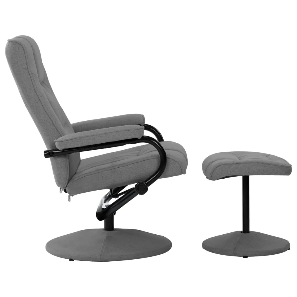 VidaXL Liegesessel Mit Fußhocker Hellgrau Stoff 3 VidaXL Liegesessel Mit Fußhocker Hellgrau Stoff – Bild 3
