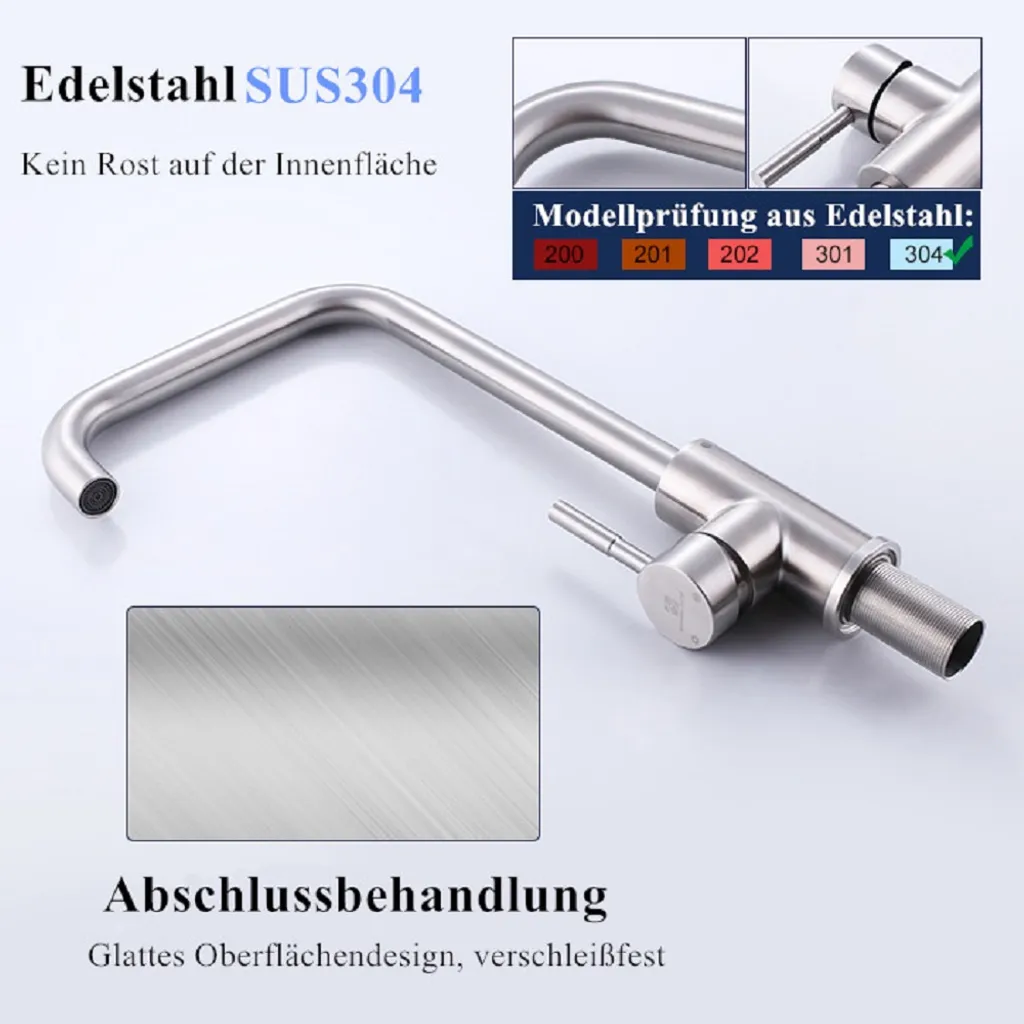 Homelody Küchenarmatur 360° Drehbar Wasserhahn Küche Edelstahl Spültischarmatur Mit Hoher Auslauf (251mm) Mischbatterie Küche Armatur Hochdruck Einhebelmischer 8 Homelody Küchenarmatur 360° Drehbar Wasserhahn Küche Edelstahl Spültischarmatur Mit Hoher Auslauf (251mm) Mischbatterie Küche Armatur Hochdruck Einhebelmischer – Bild 8