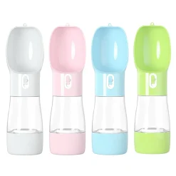 Jesunfuzhu 2 In1 258ml Haustier Trinkflasche Hund Katze Wasserflasche Für Unterwegs Mit Futterbehälter Und Wassernapf Tragbare Reisenapf (Grün)