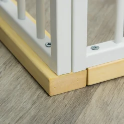 PawHut Welpenauslauf Freigehege Für Hund Hundelaufstall Schutzgitter Mit Tür Stahl Kiefernholz Weiß+Natur 93 X 61 X 59 Cm -Garten- & Gewächshäuser Geschäft 3ff0534f85727c8ed24b87e33a940760