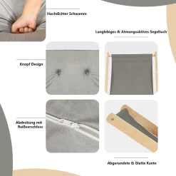 COSTWAY Gartenliege Aus Holz, Liegestuhl Mit Kissen, Relaxliege Klappbar, Strandstuhl Grau 10 COSTWAY Gartenliege Aus Holz, Liegestuhl Mit Kissen, Relaxliege Klappbar, Strandstuhl Grau -Garten- & Gewächshäuser Geschäft 3ffdcb038cf7f0073c6712198bb73247