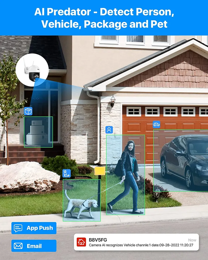 ZOSI 1080P Außen WLAN PTZ Dome Überwachungskamera, 2 Wege Audio, Personenerkennung, Spotlight Alarm, Farbnachtsicht 4 ZOSI 1080P Außen WLAN PTZ Dome Überwachungskamera, 2 Wege Audio, Personenerkennung, Spotlight Alarm, Farbnachtsicht – Bild 4