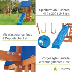 Juskys Spielturm Yannis – Klettergerüst Für Kinder Mit Rutsche, Schaukeln, Kletterwand & Zubehör – Kletterturm Für Outdoor Aus Holz Ab 3 Jahren -Garten- & Gewächshäuser Geschäft 403155554831c09739306248d89333b3