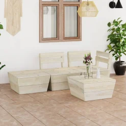 VidaXL 4-tlg. Garten-Paletten-Lounge-Set Imprägniertes Fichtenholz