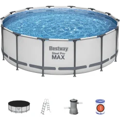 Bestway Steel Pro Max™ Frame Pool Komplett-Set, Rund, 427x122cm, 5612X -Garten- & Gewächshäuser Geschäft 4062bd433c860f59e385195f364b1c0e