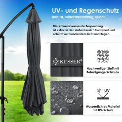 KESSER® Alu Ampelschirm Sonnenschirm + Abdeckung Ø300 Cm / Ø350 Cm Mit Kurbelvorrichtung Kurbelschirm Mit Ständer UV-Schutz Aluminium Wasserabweisende Bespannung - Schirm Gartenschirm Marktschirm, Farbe:Anthrazit, Varianten:350cm 12 KESSER® Alu Ampelschirm Sonnenschirm + Abdeckung Ø300 Cm / Ø350 Cm Mit Kurbelvorrichtung Kurbelschirm Mit Ständer UV-Schutz Aluminium Wasserabweisende Bespannung - Schirm Gartenschirm Marktschirm, Farbe:Anthrazit, Varianten:350cm -Garten- & Gewächshäuser Geschäft 406dcc26dc96f0d2d21559d6fac39bb6