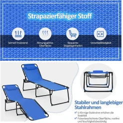 COSTWAY Klappbare Sonnenliege, Gartenliege 5 Stufen Verstellbar, Campingliege Klappbett, Liege Bett Bis 120 Kg Belastbar, Reiseliege Für Pool, Strand (Marineblau) -Garten- & Gewächshäuser Geschäft 407c07db9fa8adb77c60dd498fdea0f5