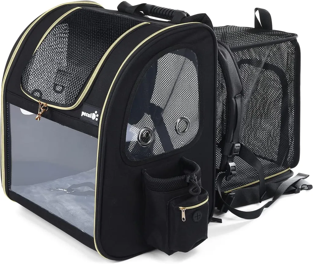 Pecute Hundetransportboxen Haustier Rucksack Hunderucksack Bis 5kg,mit Transparentes Fenster Schwarz,Erweiterbar Faltbar, Für Hunde Katzen Haustiere(34 * 27 * 42cm) 1 Pecute Hundetransportboxen Haustier Rucksack Hunderucksack Bis 5kg,mit Transparentes Fenster Schwarz,Erweiterbar Faltbar, Für Hunde Katzen Haustiere(34 * 27 * 42cm)