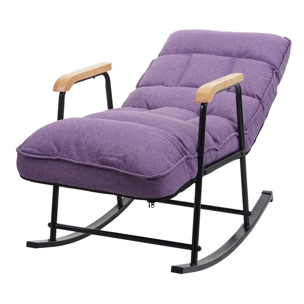 Mendler Schaukelstuhl HWC-K40, Schaukelsessel Schwingstuhl Relaxsessel, Liegefunktion Metall Stoff/Textil Lila-flieder 10 Mendler Schaukelstuhl HWC-K40, Schaukelsessel Schwingstuhl Relaxsessel, Liegefunktion Metall Stoff/Textil Lila-flieder – Bild 10