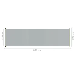 VidaXL Seitenmarkise Ausziehbar 180x600 Cm Grau -Garten- & Gewächshäuser Geschäft 4125cc1a7093f5484f6ed47a9c0c1b96