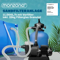 Monzana Sandfilteranlage 11.000 L/h Vorfilter 30 Liter Tank 7 Wege Ventil Inkl. 25kg Filterglas Sandfilter Filteranlage -Garten- & Gewächshäuser Geschäft 4126e6316b04cfeec1236b1e87e148f0