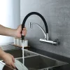 Homelody Wasserhahn Küche Wandmontage Schwarz,180° Drehbar Silikon In Lebensmittelqualität Wand Küchenarmatur Wandarmatur Flexibel Ausziehbarer, Spültischarmatur Für Küche Messing