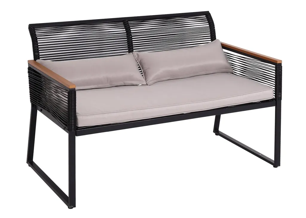 Mendler Garten-Garnitur HWC-K42, Gartenlounge Lounge-Set Sitzgruppe Sofa, Seilgeflecht Rope Polywood Stahl, Polster Hellgrau 15 Mendler Garten-Garnitur HWC-K42, Gartenlounge Lounge-Set Sitzgruppe Sofa, Seilgeflecht Rope Polywood Stahl, Polster Hellgrau – Bild 15