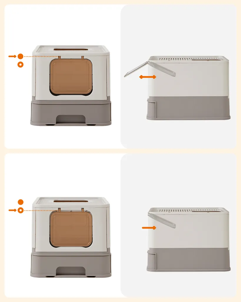FEANDREA Katzenklo, Mit Deckel, Für Katzen Bis 15kg, Haferflockenfarben-warmgrau 7 FEANDREA Katzenklo, Mit Deckel, Für Katzen Bis 15kg, Haferflockenfarben-warmgrau – Bild 7