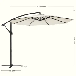 SONGMICS Sonnenschirm, Ø 300 Cm, Mit Ständer, Sonnenschutz UV-Schutz Bis UPF 50+, Mit Kurbel Zum Öffnen Und Schließen, Beige GPU116M01 -Garten- & Gewächshäuser Geschäft 417488a86c3c9f8d6121f6fe903a7da3