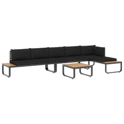 VidaXL 4-tlg. Garten-Ecksofa-Set Mit Auflagen Aluminium Und WPC