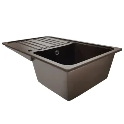 Aquamarin® Granitspüle Mit Siphon Und Armatur - In Braun, 76x46cm, Abtropffläche, Rechteckig, Gesprenkelt, In 5 Farben - Spülbecken, Einbauspüle, Küchenspüle, Einzelbecken, Verbundspüle -Garten- & Gewächshäuser Geschäft 41c8b62362126bbe6fec54e7e521b3df