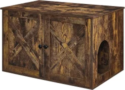 FEANDREA Katzentoilette, XXL, Katzenhaus, Mit Zwei Türen, Stark Und Langlebig, Ein Geschwungener Eingang, Mehr Platz, Vintagebraun PCL002X01 -Garten- & Gewächshäuser Geschäft 41c92d2c368db9c86c9335b554ea6780