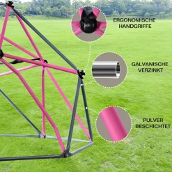 Merax 8FT Klettergerüst Ø 244cm Kletterkuppel Kinder Kletterleiter, Klettergerüst Mit Hängematte, 375 Kg Belastbar, Rosa-Schwarz -Garten- & Gewächshäuser Geschäft 41d0651e039b7f5256df41f533534376