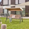 HOME DELUXE - Hollywoodschaukel DESCANSO Beige Doppel Gartenliege Lounge-Pavillon