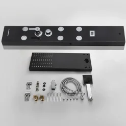 Auralum Schwarz Duschsystem 4 Funktionen Duschpaneel Duschsäulen Aus Rostfreiem Edelstahl Mit LCD Temperaturanzeige -Garten- & Gewächshäuser Geschäft 4239531aef7f63fe223d16d352298f22