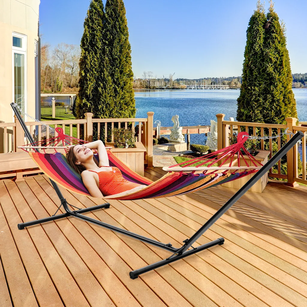 COSTWAY Hängemattengestell Hängemattenständer Hängemattenhalter Metall Schwarz Nur Gestell, Ohne Hängematte (325 X 100 X 106 Cm) 1 COSTWAY Hängemattengestell Hängemattenständer Hängemattenhalter Metall Schwarz Nur Gestell, Ohne Hängematte (325 X 100 X 106 Cm)
