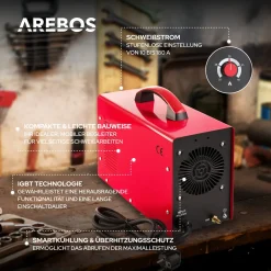 AREBOS Schweißgerät TIG 180, WIG Schweißgerät, 10-180 A, 230 V, 50 Hz, HF-Zündung, Sehr Kompakt, Kühlventilator, Zielgerichtete Wärmeeinbringung, IGBT Inverter Schweissgerät, Inkl. Zubehör -Garten- & Gewächshäuser Geschäft 42593431c8266f3ae3847eaaad226df2