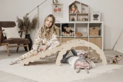 MAMOI® Kletterbogen Mit Rutsche, Kletterdreieck, Baby Klettern, Regenbogenwippe Aus Holz, Holzbogen Für Kinder, Rutschbrett Für Spielplatz, Mini Klettergerüst Indoor Ab 1/2/3 Jahre