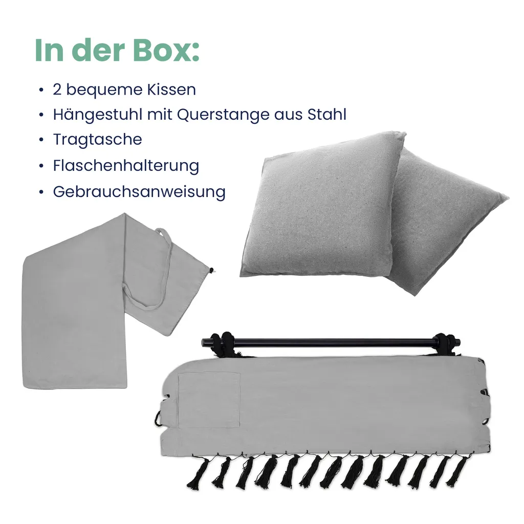 VITA5 Hängesessel Outdoor - Stabiler & Sicherer Hängestuhl - Stylischer Hängesessel Indoor - Leicht Zu Installierender Hängesessel - Bequeme Boho Raumdeko - 225kg Tragkraft - Warmes Grau 6 VITA5 Hängesessel Outdoor - Stabiler & Sicherer Hängestuhl - Stylischer Hängesessel Indoor - Leicht Zu Installierender Hängesessel - Bequeme Boho Raumdeko - 225kg Tragkraft - Warmes Grau – Bild 6