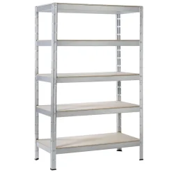 SCHULTE Regalwelt Schwerlastregal Mit 5 Holzböden, 150x90x30 Cm (HxBxT), Traglast Pro Ebene Ca. 75 Kg, Verzinkt, Lagerregal, Kellerregal, Werkstattregal, Steckregal