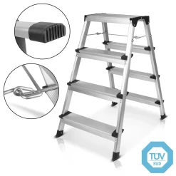 STAHLWERK Trittleiter 150 Kg Alu Leiter Klappleiter Klapptritt Mehrzweckleiter